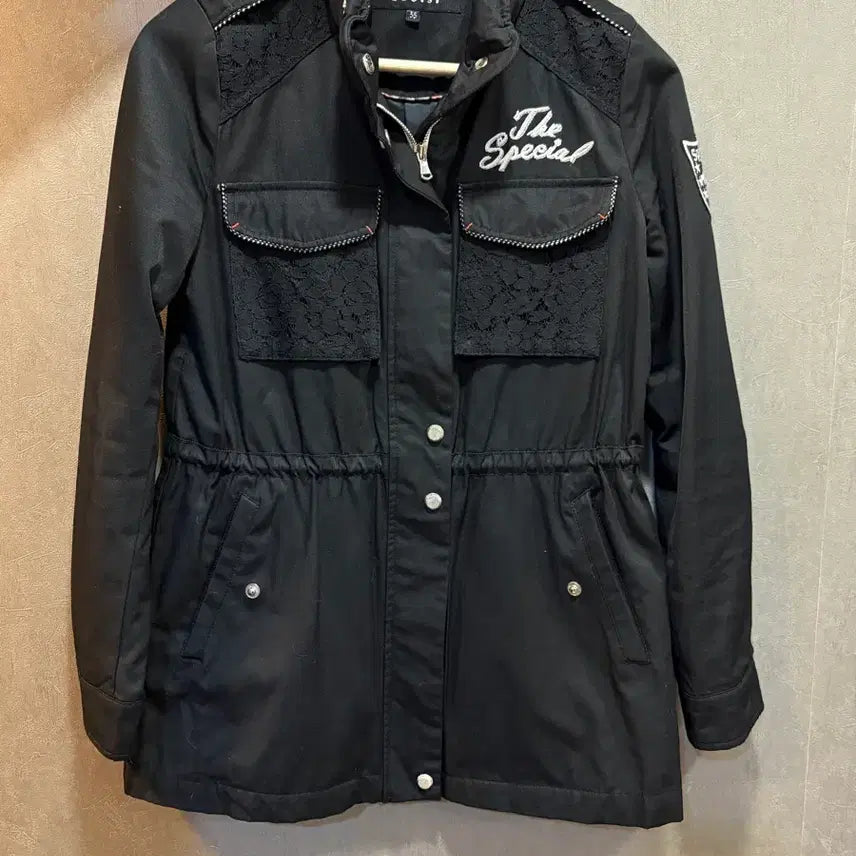 [BUNJANG] Egoist Black Lace Parka Jacket / 에고이스트 블랙 레이스 야상 자켓 55사이즈