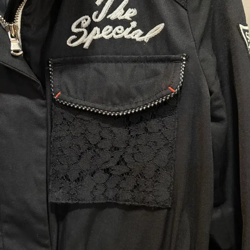 [BUNJANG] Egoist Black Lace Parka Jacket / 에고이스트 블랙 레이스 야상 자켓 55사이즈