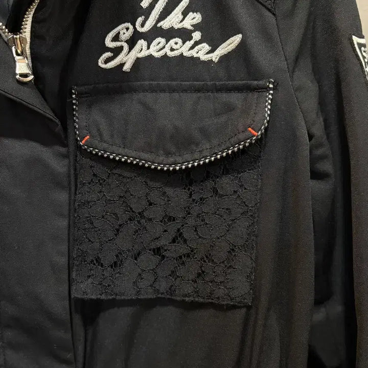 [BUNJANG] Egoist Black Lace Parka Jacket / 에고이스트 블랙 레이스 야상 자켓 55사이즈