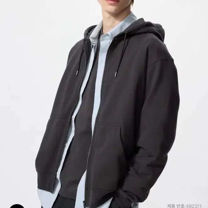 [BUNJANG] Uniqlo Sweat Full Zip Parka Dark Grey XS / 유니클로 스웨트 풀집파카 다크그레이 XS