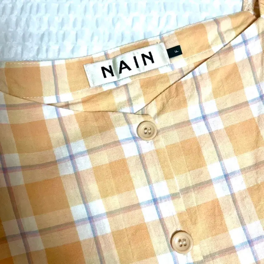[BUNJANG] NINE SQUARE Check Shoulder Blouse Orange / 나인 스퀘어 체크 숄더 블라우스  오렌지