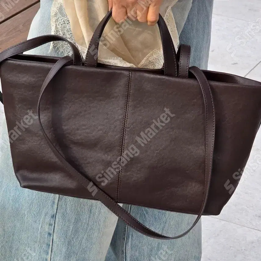 [BUNJANG] Leather Two-Way Tote Bag / 소가죽 투웨이 가방(새상품)