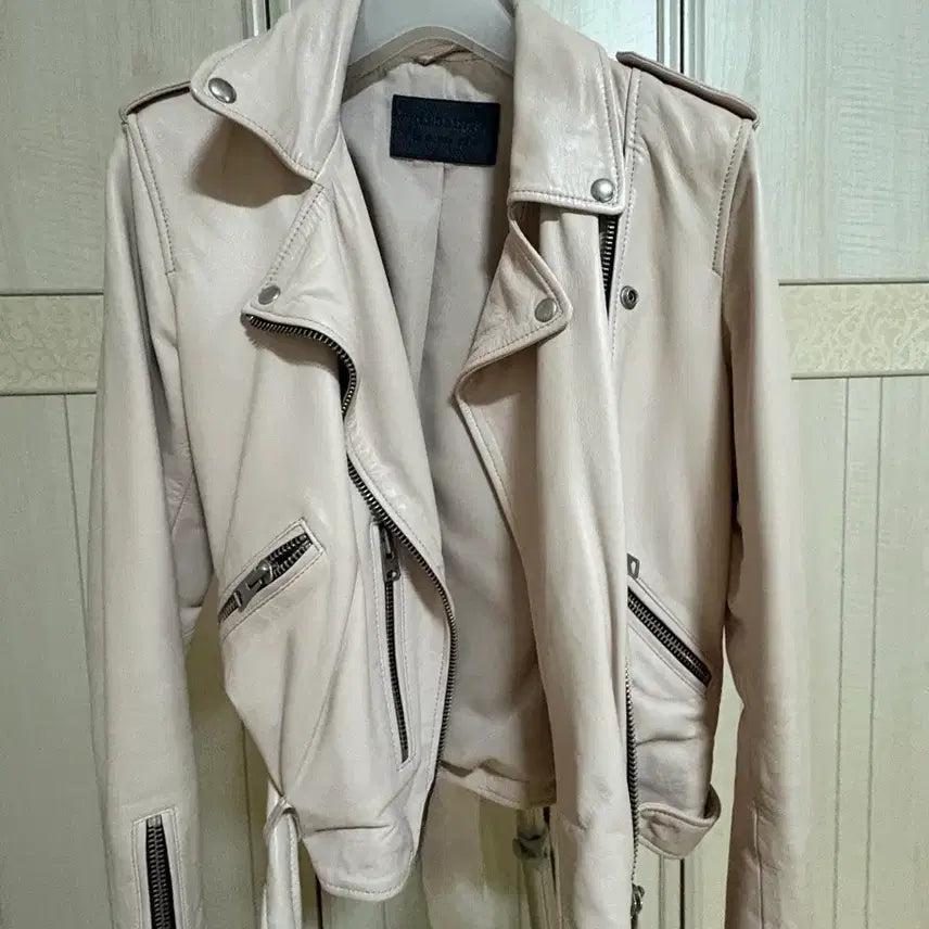 [SOLD OUT] 올세인츠 발펀 베이비핑크 라이더쟈켓 uk10(55)