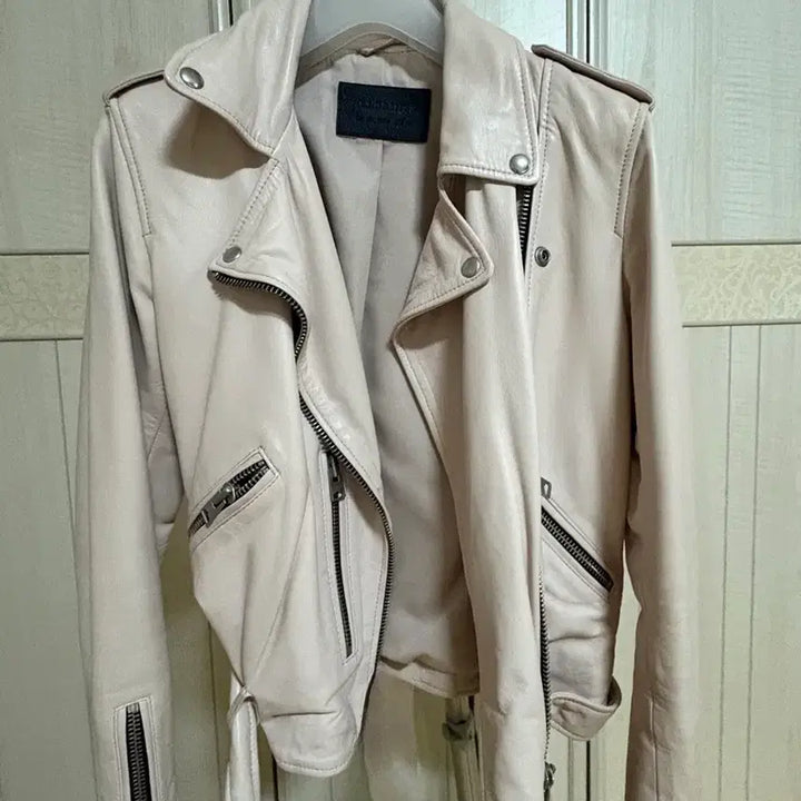 [SOLD OUT] 올세인츠 발펀 베이비핑크 라이더쟈켓 uk10(55)