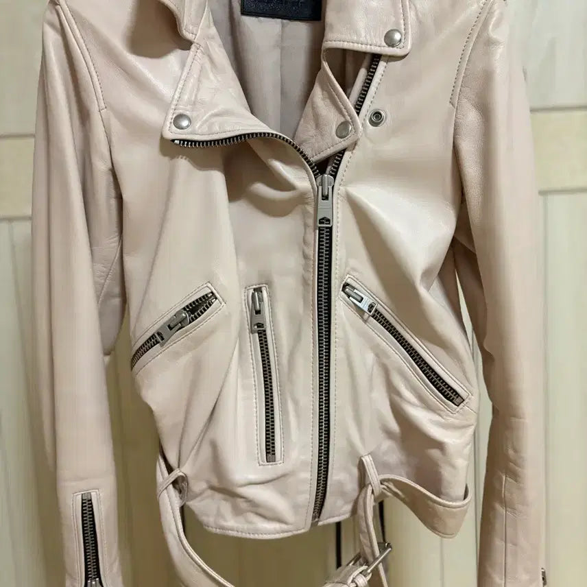 [SOLD OUT] 올세인츠 발펀 베이비핑크 라이더쟈켓 uk10(55)