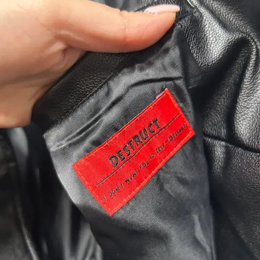 [BUNJANG] Black Leather Rider Jacket L / 블랙 가죽 라이더 자켓 L