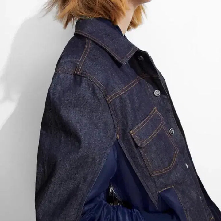 [BUNJANG] Sacai x A.P.C. Collaboration Denim Hybrid Jacket &amp; Pleated Skirt Set / [새상품] 사카이 x A.P.C. 콜라보 데님 자켓 &amp; 스커트 셋