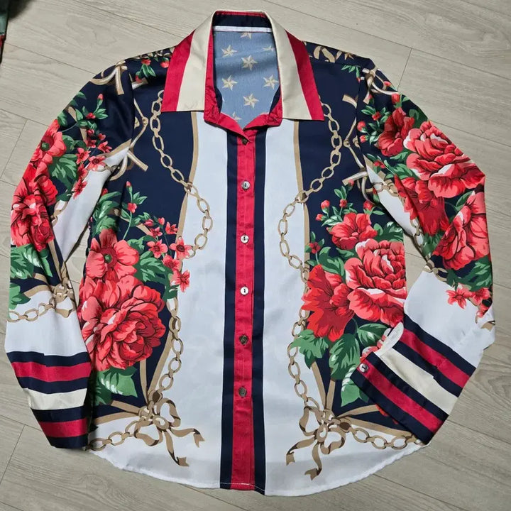 [BUNJANG] Tomato Vintage Floral Chain Pattern Blouse / 고급스런 플라워 체인 패턴 블라우스 m