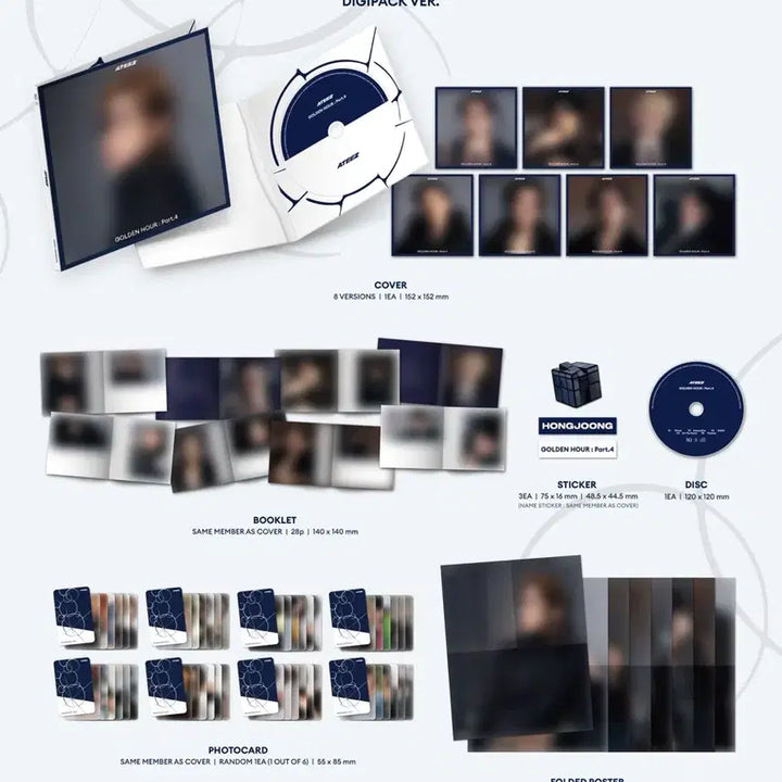 [BUNJANG] ATEEZ Golden Hour Part.1 Digipack Bundle Set / 미개봉) 에이티즈 골든아워4 디지팩 8종일괄