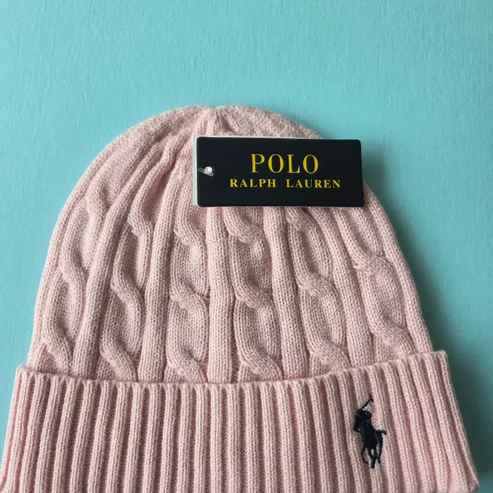 [BUNJANG] Polo Ralph Lauren Cable Knit Beanie - Pink / 폴로 랄프로렌 케이블 니트 비니 핑크색