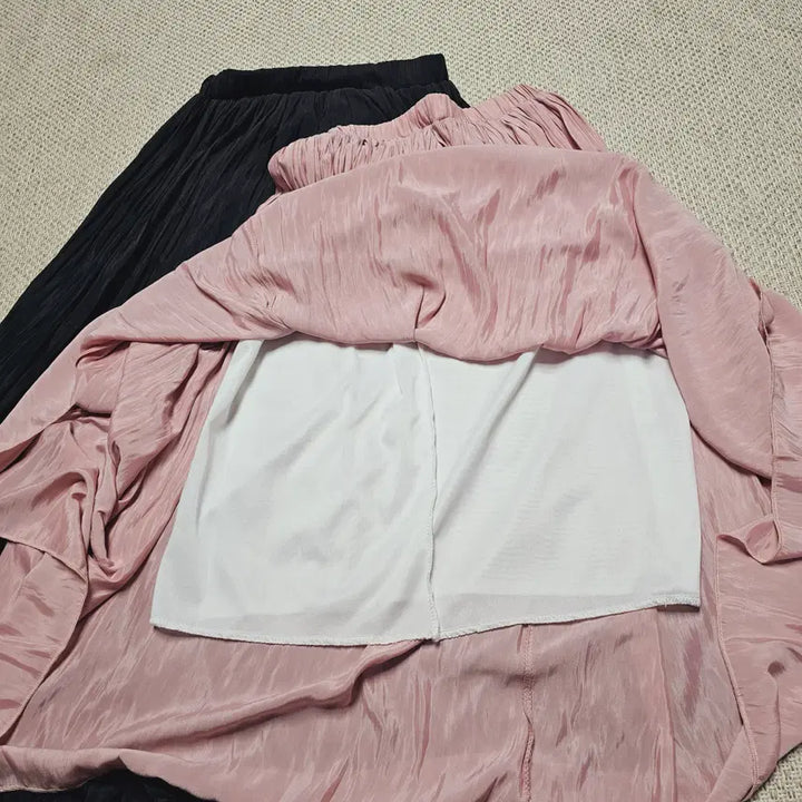 [BUNJANG] Pleated Skirt Bundle Set / 114-플리츠 스커트 66사이즈 블랙/연핑 2개 일괄 새상품