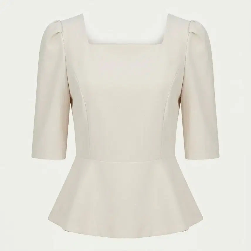 [BUNJANG] Plastic Island Square Neck Peplum Blouse / [새상품] 플라스틱아일랜드 스퀘어넥 페플럼 블라우스(정가5.5)