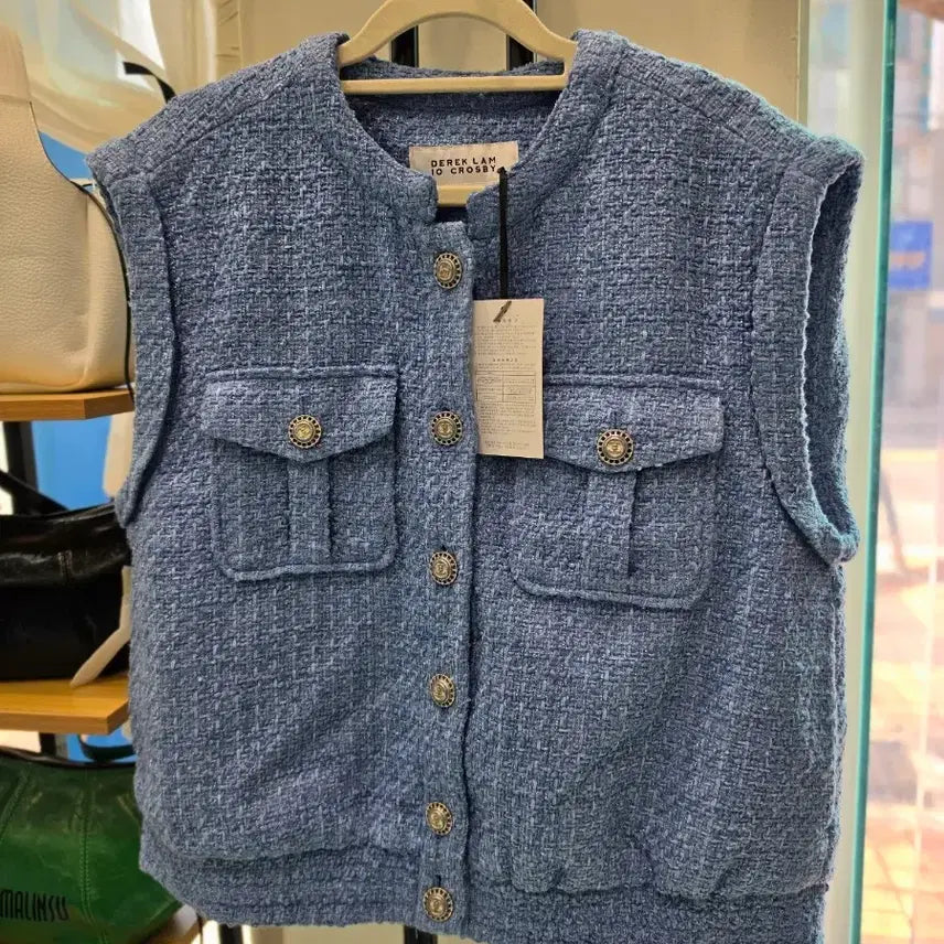 [BUNJANG] Tweed Blue Vest / 트위드 블루 조끼 베스트 F