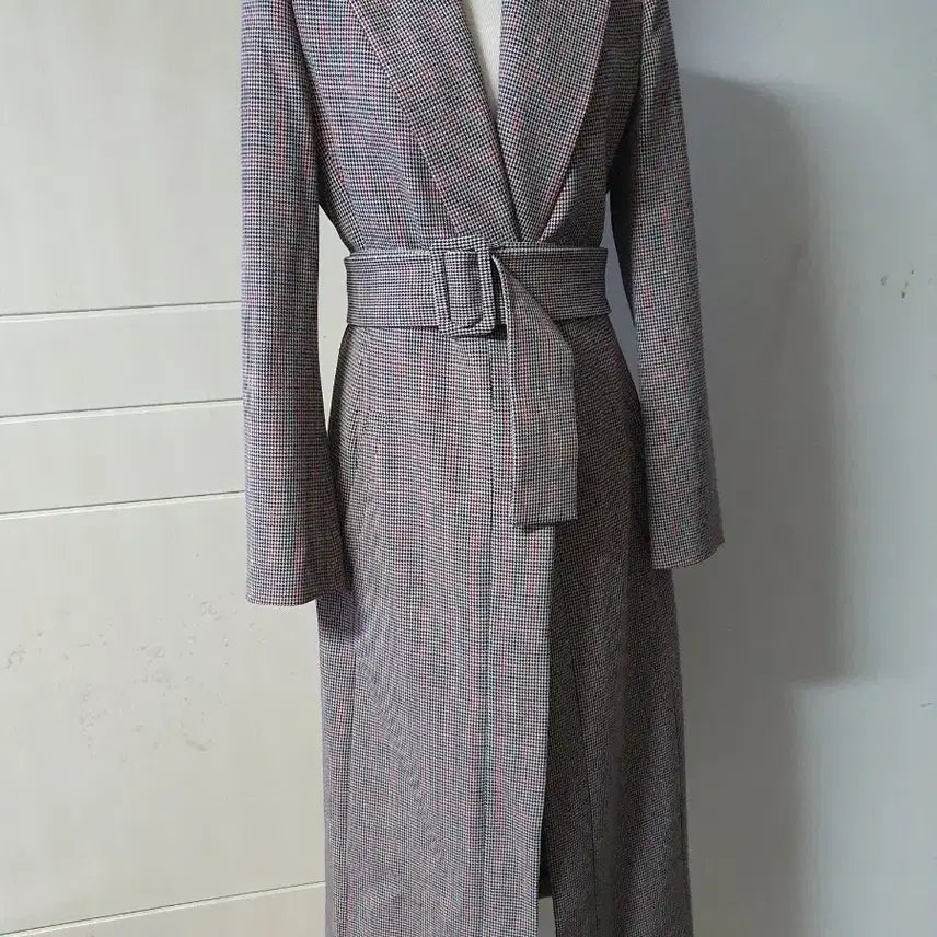[BUNJANG] MOJO.S.PHINE Check Belt Long Coat / MOJO.S.PHINE 체크 벨트 롱 코트 55