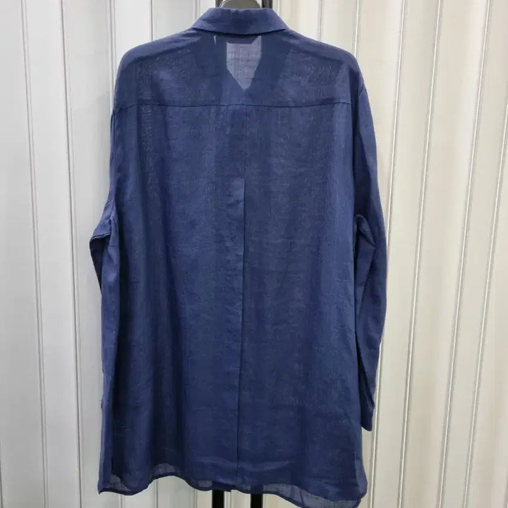 [BUNJANG] Navy Linen 100% Long Shirt / 네이비 롱 마100%셔츠