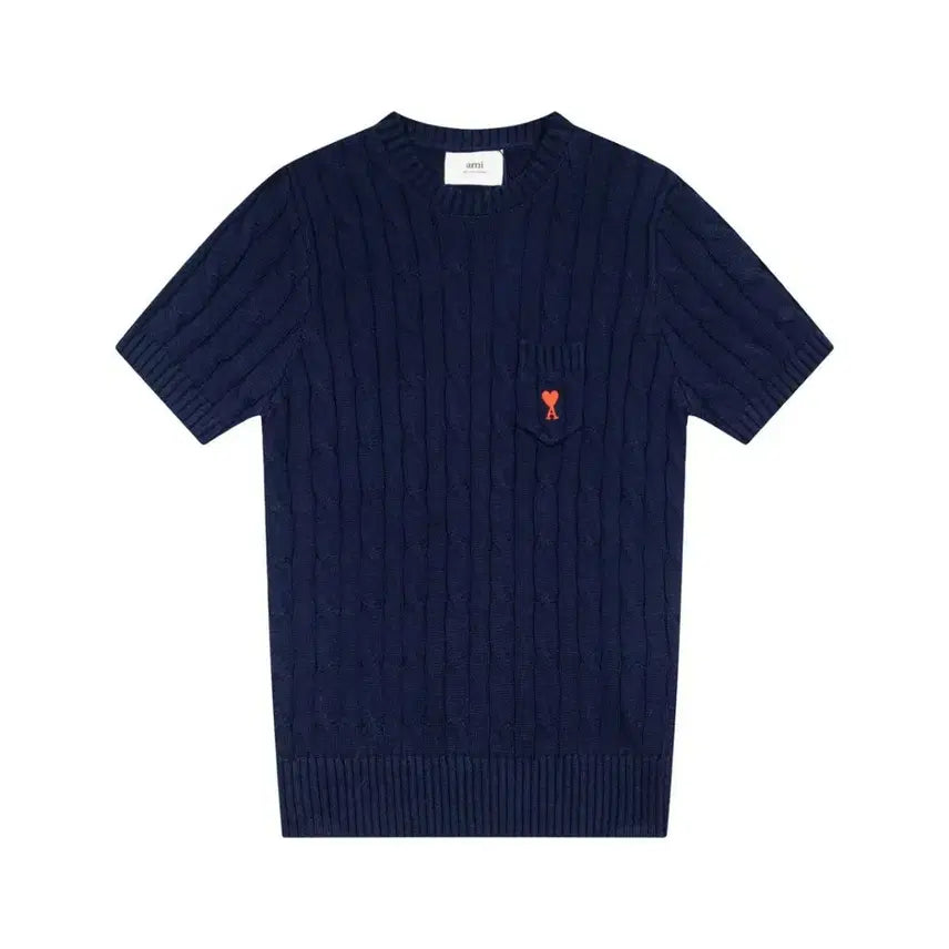 [BUNJANG] AMI Knit Short Sleeve T-Shirt / 아미 AMI 반팔티셔츠 꽈배기 니트 반팔 여성티 봄여름컬러