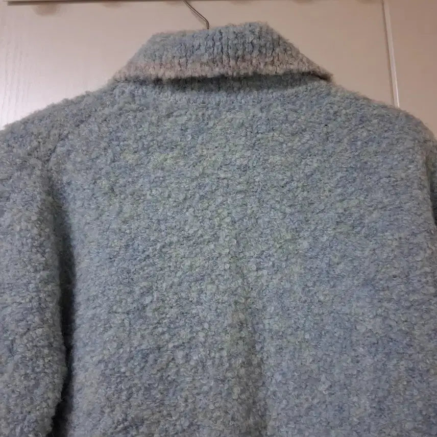 [BUNJANG] Benetton Blue Wool Blend Fuzzy Zip-Up Jacket / 베네통 블루 울 혼방 뽀글이 집업