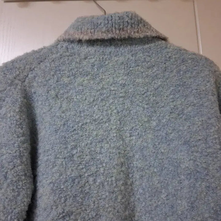 [BUNJANG] Benetton Blue Wool Blend Fuzzy Zip-Up Jacket / 베네통 블루 울 혼방 뽀글이 집업