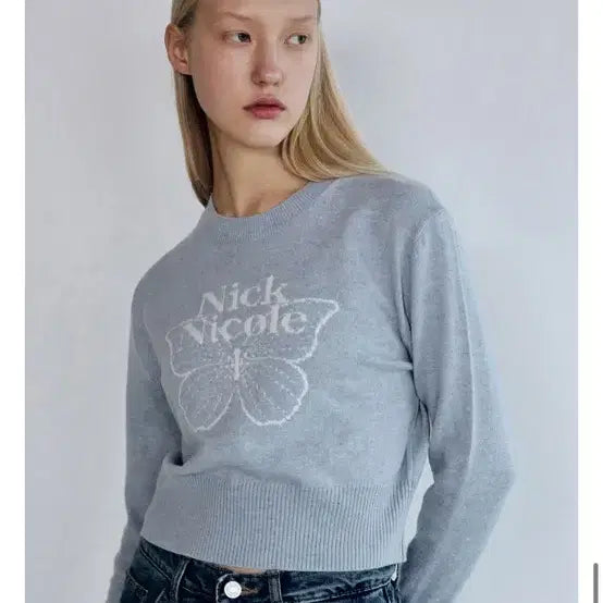 [BUNJANG] Nic &amp; Nicole Cashmere Knit Sky Blue / 닉앤니콜 캐시미어 니트 스카이블루 새상품
