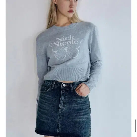 [BUNJANG] Nic &amp; Nicole Cashmere Knit Sky Blue / 닉앤니콜 캐시미어 니트 스카이블루 새상품