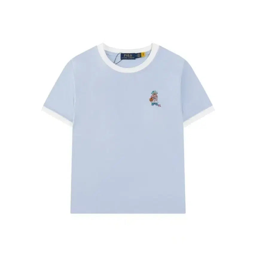 [BUNJANG] La Laurenlaff Bear Patchwork T-shirt / 라 로렌라프 반팔 칼라 패치 자수 캐릭터