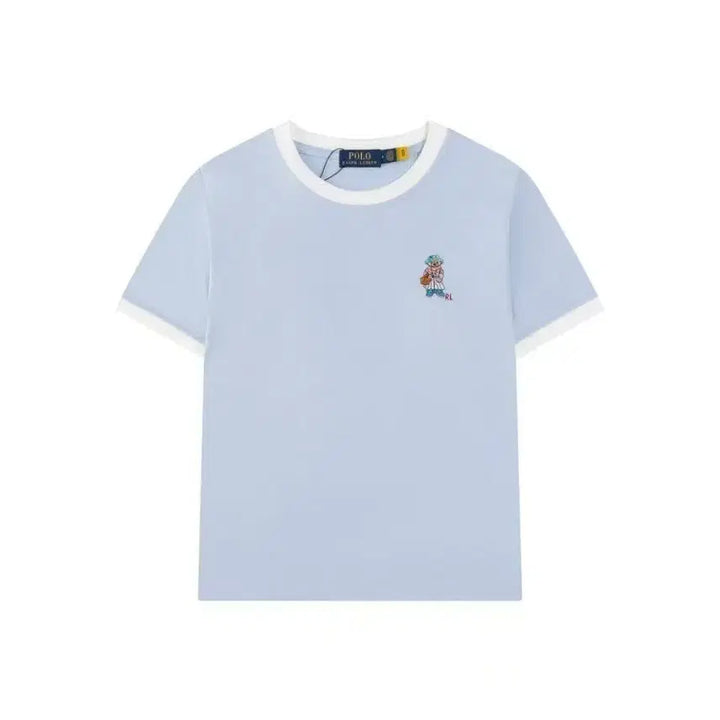 [BUNJANG] La Laurenlaff Bear Patchwork T-shirt / 라 로렌라프 반팔 칼라 패치 자수 캐릭터