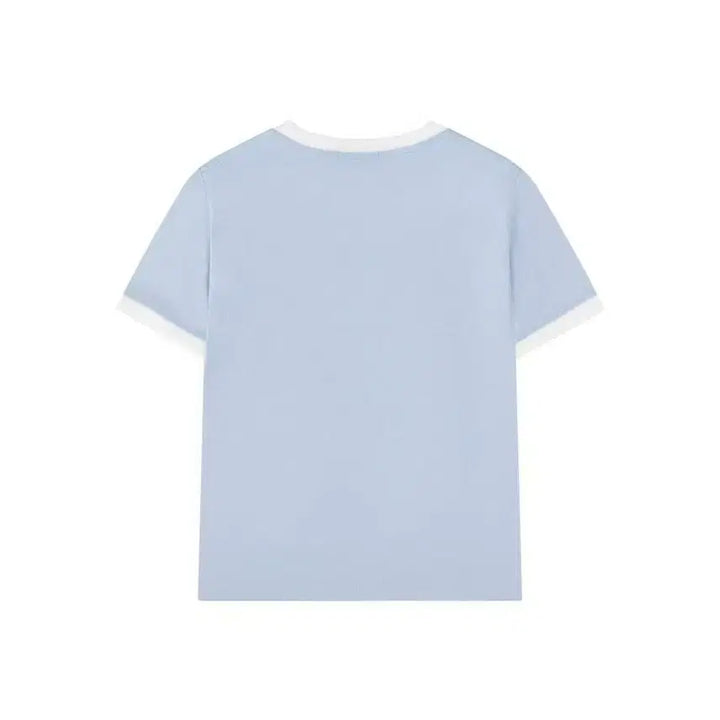 [BUNJANG] La Laurenlaff Bear Patchwork T-shirt / 라 로렌라프 반팔 칼라 패치 자수 캐릭터