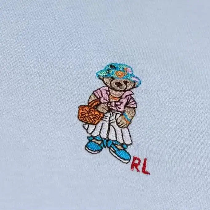 [BUNJANG] La Laurenlaff Bear Patchwork T-shirt / 라 로렌라프 반팔 칼라 패치 자수 캐릭터
