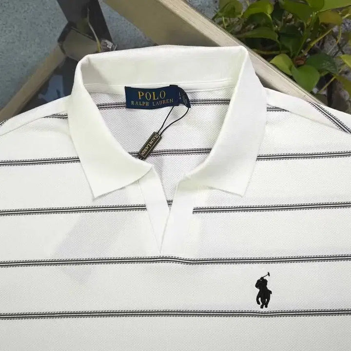[BUNJANG] Ralph Lauren Classic Embroidered Logo Striped T-shirt / 랄프 클래식 자수 라이더 로고 비즈니스 스트라이프 캐주얼 반팔티