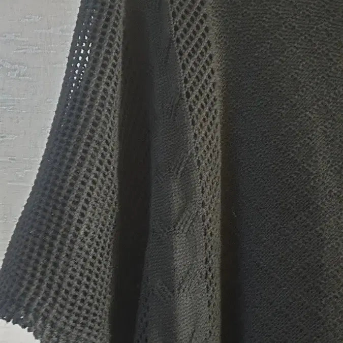 [BUNJANG] Black Mesh Knit Short Sleeve Top / 블랙 망사 니트 반팔 티셔츠