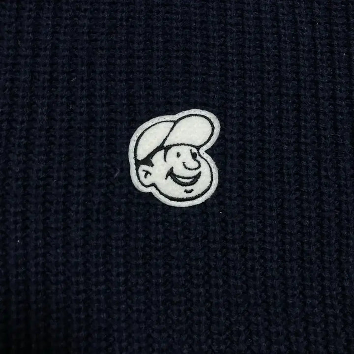 [BUNJANG] Ebbets Field Small Logo Navy Half Zip-up Knit / 이벳필드 스몰 로고 네이비 하프 집업 니트