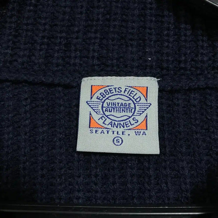 [BUNJANG] Ebbets Field Small Logo Navy Half Zip-up Knit / 이벳필드 스몰 로고 네이비 하프 집업 니트