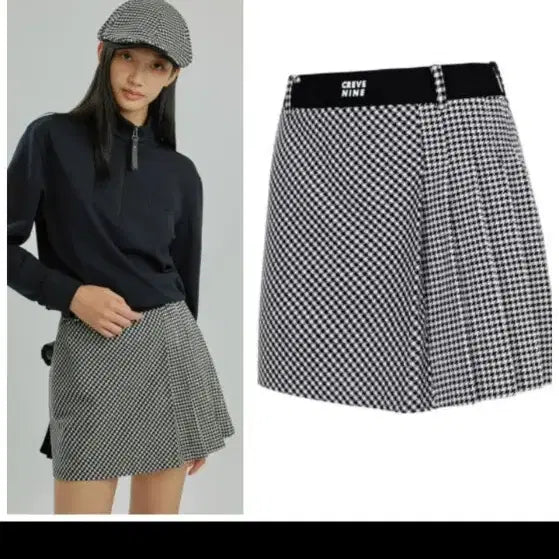 [BUNJANG] Creve Nine Houndstooth Pleated Skirt / Creve nine  / 하운드투스 믹스매치 허리밴딩 플리츠 스커트 67