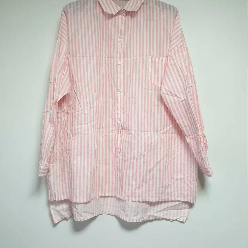 [BUNJANG] Pink Striped Oversized Shirt / 핑크단가라셔츠