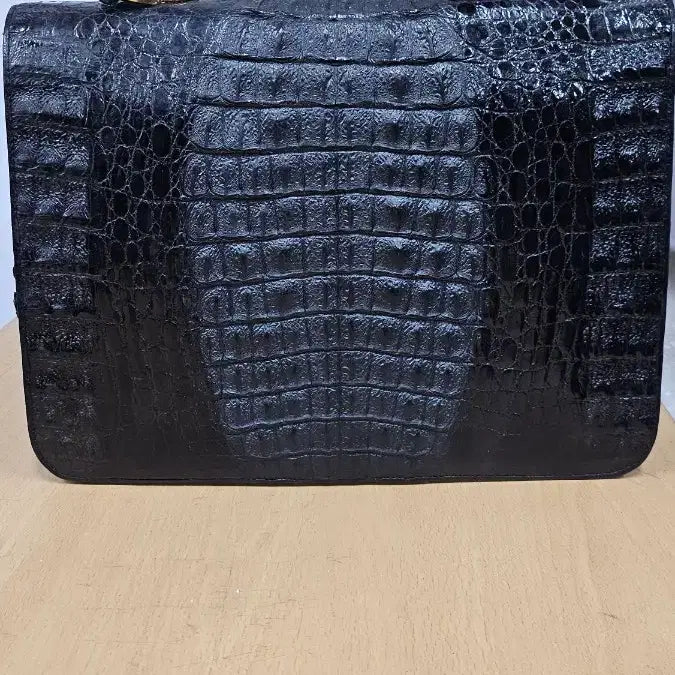[BUNJANG] Black Crocodile Leather Tote Bag / 블랙 악어 가죽 토트백