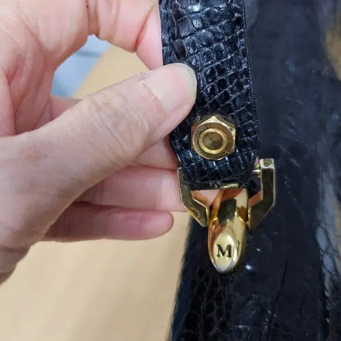 [BUNJANG] Black Crocodile Leather Tote Bag / 블랙 악어 가죽 토트백