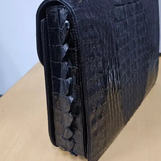 [BUNJANG] Black Crocodile Leather Tote Bag / 블랙 악어 가죽 토트백