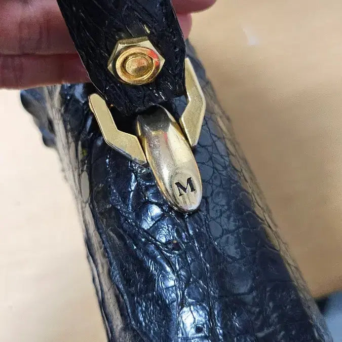 [BUNJANG] Black Crocodile Leather Tote Bag / 블랙 악어 가죽 토트백