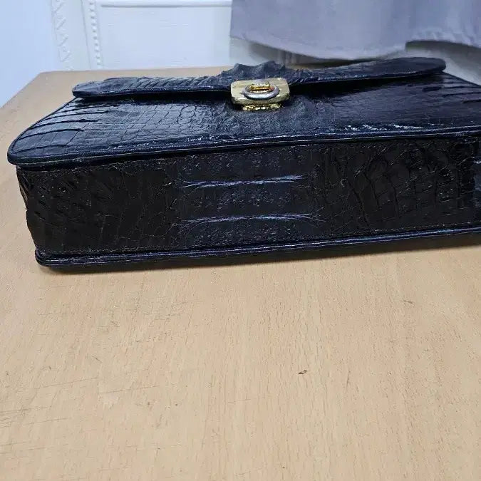 [BUNJANG] Black Crocodile Leather Tote Bag / 블랙 악어 가죽 토트백