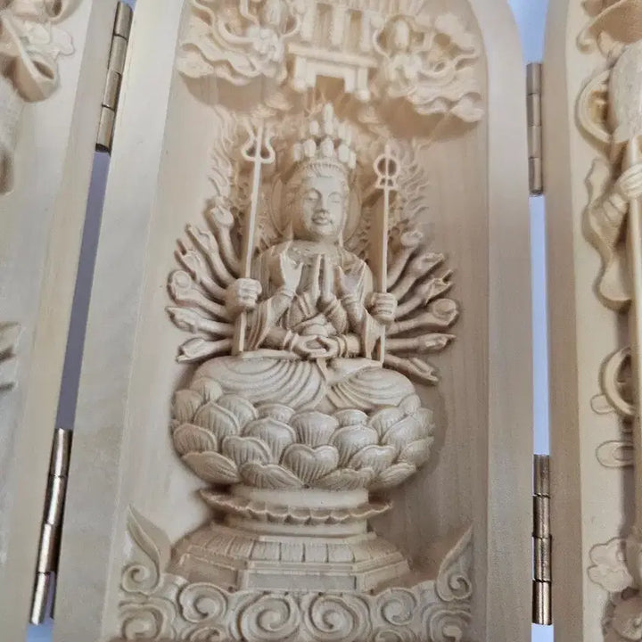 [BUNJANG] Wooden Buddha Statue Carving Screen / 목각 불상 조각 병풍