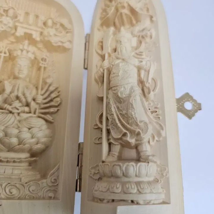 [BUNJANG] Wooden Buddha Statue Carving Screen / 목각 불상 조각 병풍