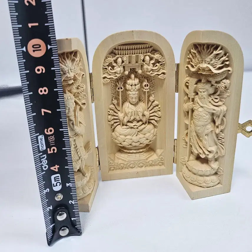 [BUNJANG] Wooden Buddha Statue Carving Screen / 목각 불상 조각 병풍