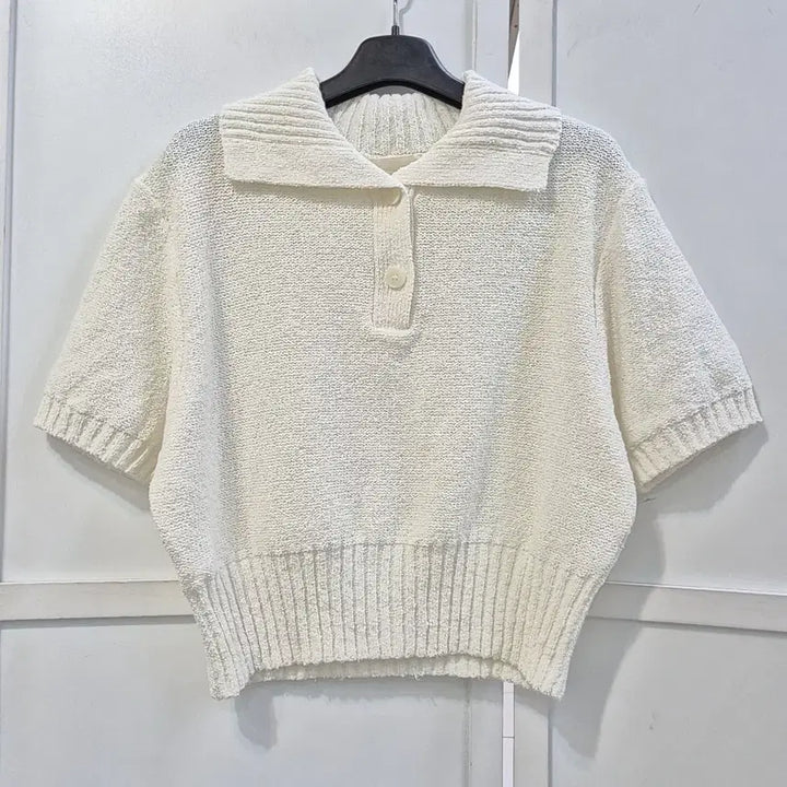 [BUNJANG] AWE Crop Short Sleeve Knit Top / 아위 크롭 반팔 니트티