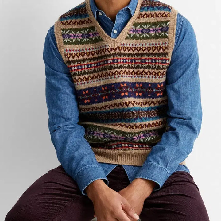 [BUNJANG] Polo Fair Isle Knit Sweater Vest / [M] 20FW 폴로 페어아일 니트 스웨터 베스트 조끼