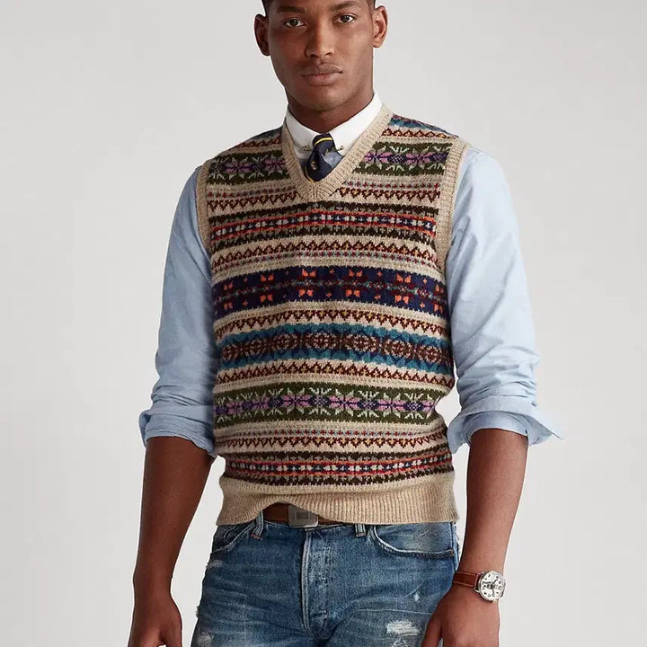 [BUNJANG] Polo Fair Isle Knit Sweater Vest / [M] 20FW 폴로 페어아일 니트 스웨터 베스트 조끼