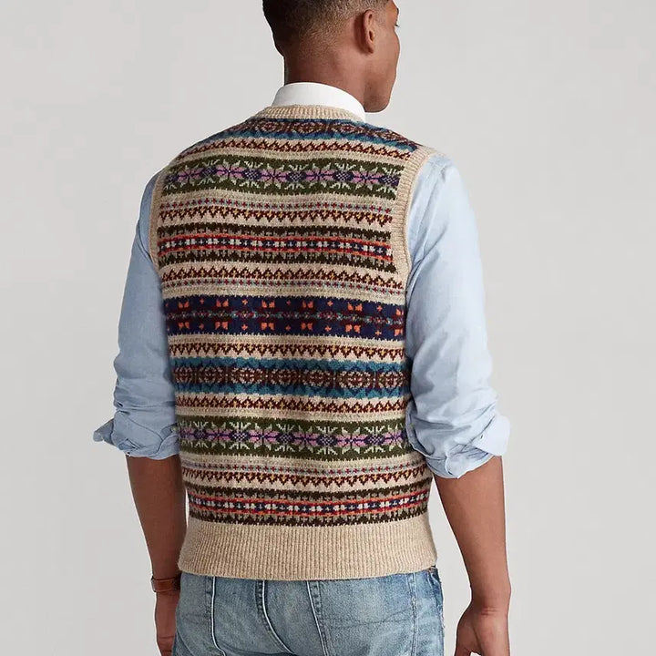 [BUNJANG] Polo Fair Isle Knit Sweater Vest / [M] 20FW 폴로 페어아일 니트 스웨터 베스트 조끼