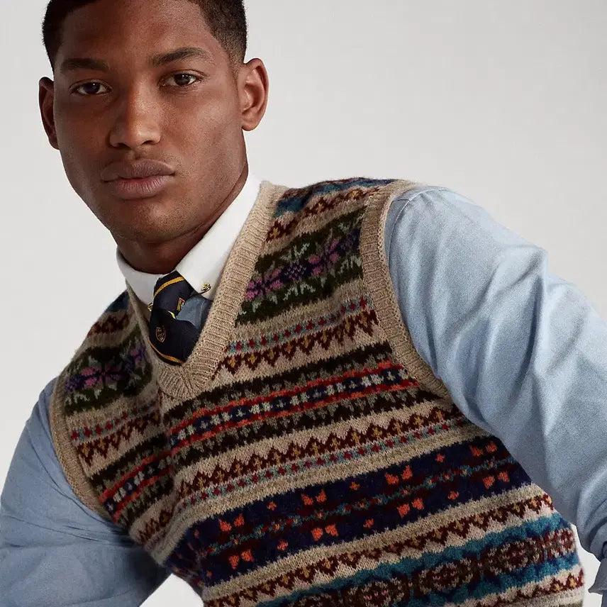[BUNJANG] Polo Fair Isle Knit Sweater Vest / [M] 20FW 폴로 페어아일 니트 스웨터 베스트 조끼