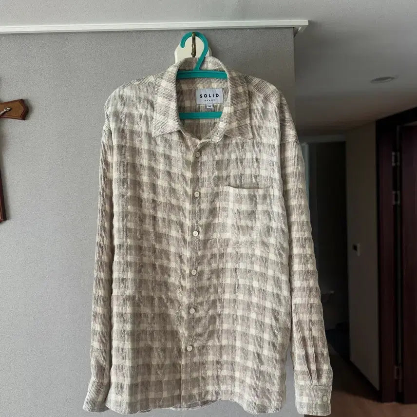 [BUNJANG] Solid Homme 25FW Velvet Check Shirt / 솔리드옴므 25fw 벨벳 체크 셔츠 50사이즈 새상품 판매