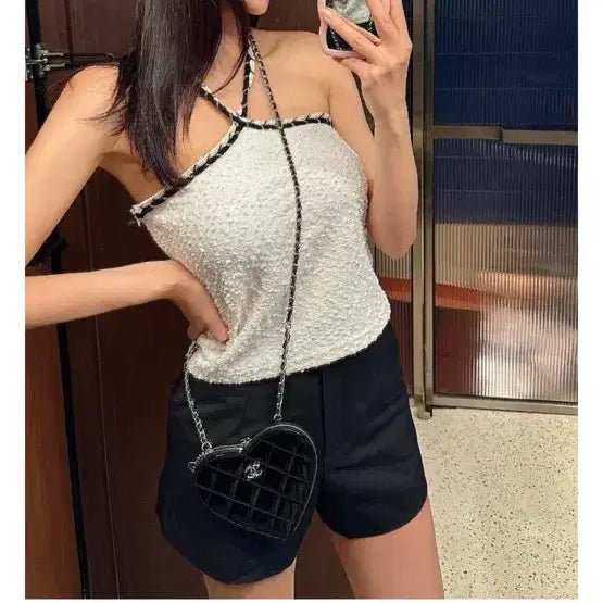 [BUNJANG] Senne Market Tweed Halter Neck Top S / 센느마켓 세연마켓 트위드 홀터넥 탑 S