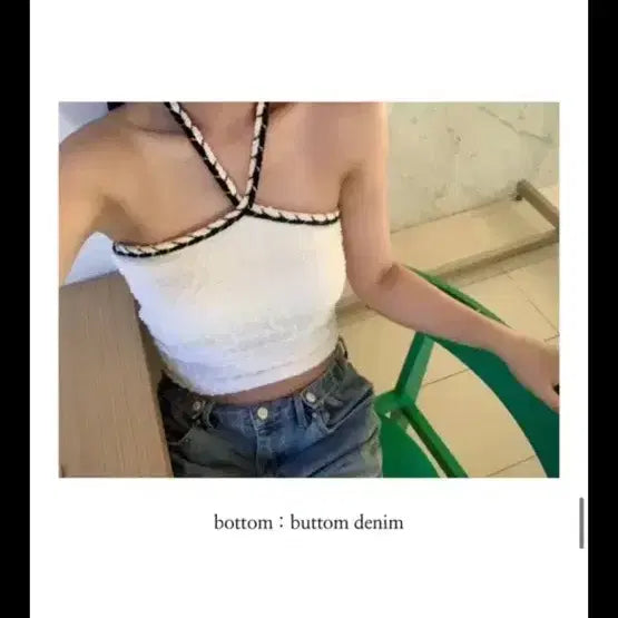 [BUNJANG] Senne Market Tweed Halter Neck Top S / 센느마켓 세연마켓 트위드 홀터넥 탑 S